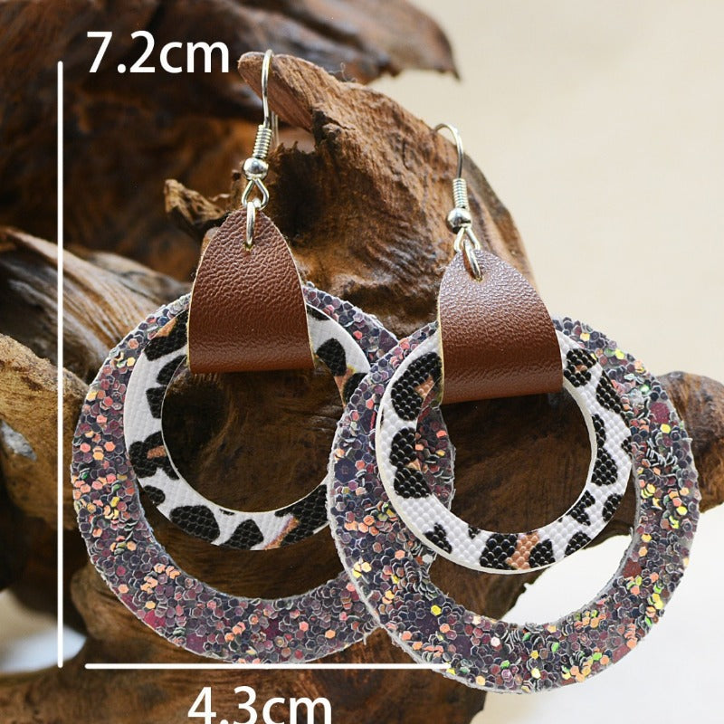 Wholesale Multi-layer Geometric Round Hollow Holly Flower Simple Earrings